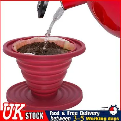 UK Collapsible Silicone Coffee Dripper Filter Reusable Cone Drip Cup Foldable • £7.50