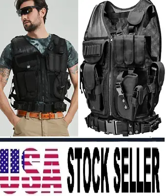 U.S Military Swat Tactical Vest Combat Airsoft Hunting Training Gear Protection • $16.10