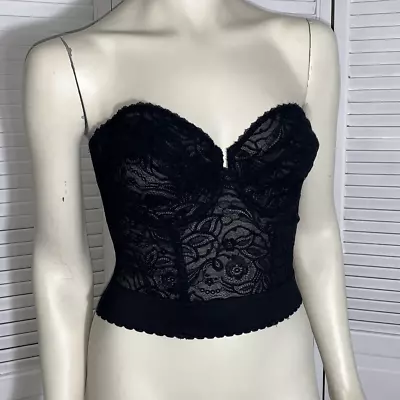 Vintage Black Lace Bustier Size 34DD • $30