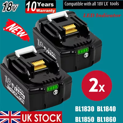 2 Packs Batteries For Makita 18V Battery Li-Ion BL1830 BL1850 BL1860 LXT Battery • £32.98