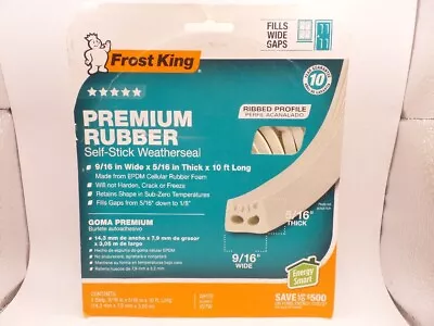 Frost King V27wa 9/16 X5/16 X10' White Epdm Rubber Weather-strip Tape Ribbed • $7.88