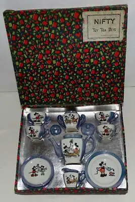 RARE NEAR MINT DISNEY 1930's BOXED SET:MICKEY MOUSE CHINA+ MATCHING GRAPHICS 👍 • $269.99