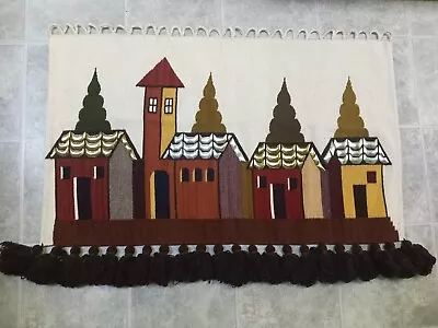 Folklore Olga Fisch Vintage Wool Metal Village Handwoven Tapestry • $79.99