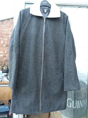 Boohoo Menswear Smart Long Dark Grey Check Casual Coat Grey Shiny Lining Small • $31.08