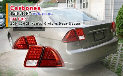 For 2001-2005 Honda Civic 4 Door Sedan LED Tail Lights Assembly Brake Rear Lamps • $128.99