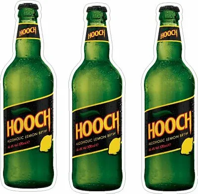 HOOCH LEMON Beer Bottles Stickers PUB ADVERTISING FRIDGE Decal Window Bar Pub X3 • £5.99