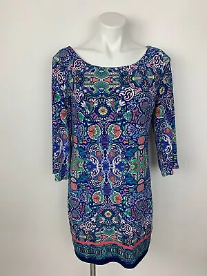 Laundry By Shelli Segal Colorful Moroccan Mirror Image Damask Shift Dress Small  • $40.45