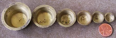 Antique 1900's TROY OUNCE SCALE 6 NESTING CUPS GOLD Weight California Gold Rush • $17.50