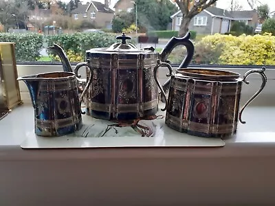 James Dixon And Son 3 Piece Tea Set Silver Plated.rural Magpie Design  • £50