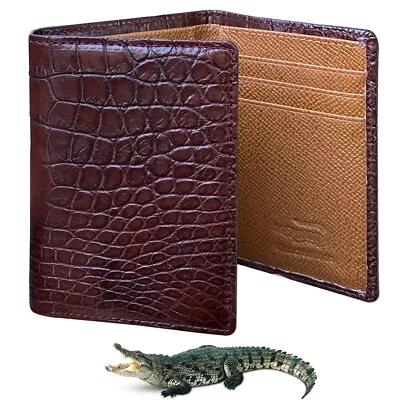 Luxury Brown Alligator Leather Trifold Wallet For Men Genuine Crocodile Leather • $79