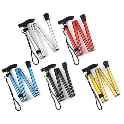 Adjustable Folding Walking Stick Lightweight Collapsible Cane Wity Rubber Tip UK • £7.29