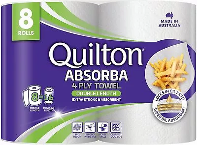 Quilton Absorba Double Length Paper Towel White 8 Count • $22.99