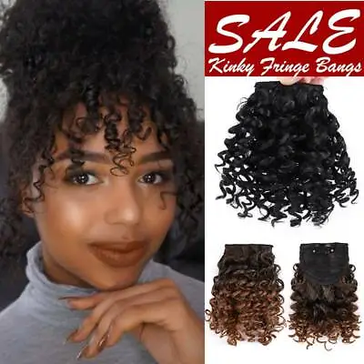 Afro Kinky Curly Bangs Clip In Fringe Bangs Hair Piece As Human Hair Extensions • $8.60