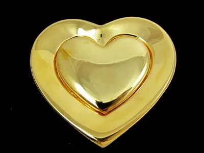 Vintage Brooch Pin Maxine Denker Shiny Gold Tone Heart   • $21.24