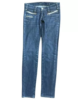 Miss Sixty Radio Jeans Dark Blue Y2K 00s Denim Trouser Skinny Low Waist Size 25 • £9.99