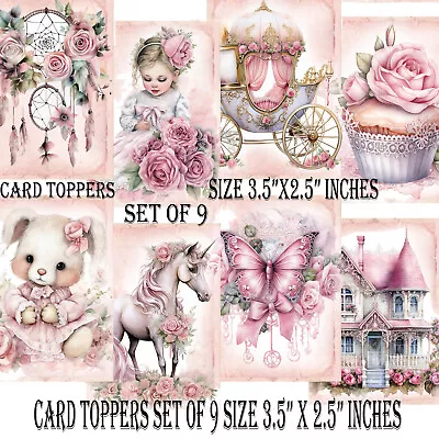 Card Toppers Card Making Baby Girls Dreams Scrapbooking Journal Tag Pink ATC • £2.99