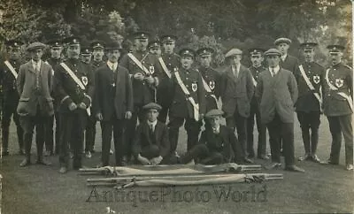 Red Cross Soldiers W Stretchers Antique Medical Photo • $18