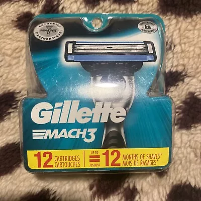 Mens Gillette MACH3 Refills Razor Blades - 12 Cartridges NEW • $19.50