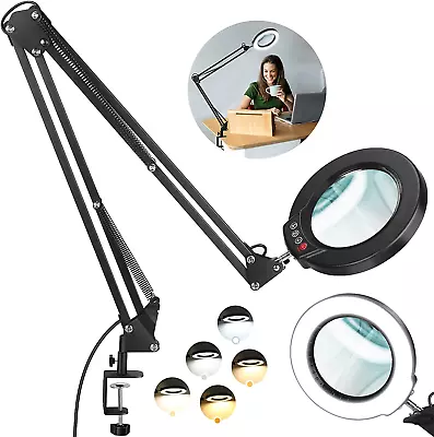 8X Large Magnifying Glass W/ Light And Stand 2 X 16  Swivel Arm LED Desk Lamp  • $56.99