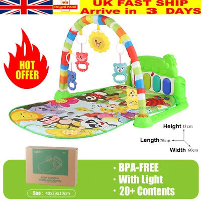 3in-1 Baby Kick And Play Piano Gym Infant Toddler Activity Play Mat With Toys • £17.85