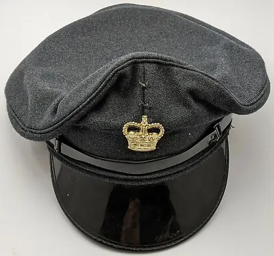 Vintage British Military Peaked Cap By Grantham With Queens Crown Badge • £30