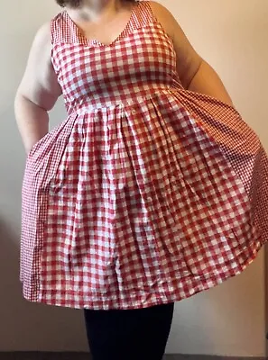 $35 • Buy ASOS Curve Plus Size 22 Red & White Gingham Check Cotton Sleeveless Picnic Dress