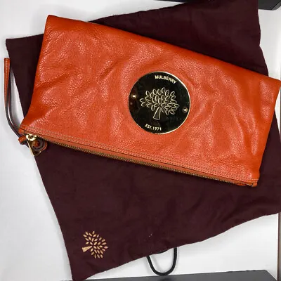 Mulberry Daria Clutch Bag Orange Beautiful Flawless Condition • £230