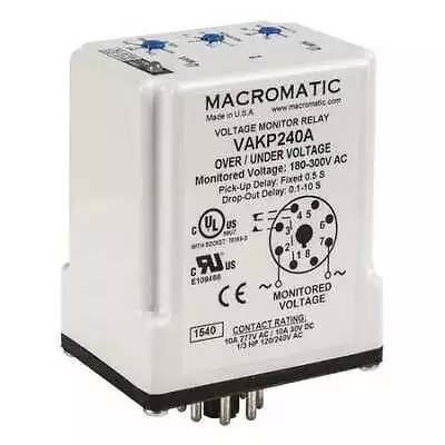 Macromatic Vakp012d Voltage Monitor Relay 12Vdc Plug-In • $96.89