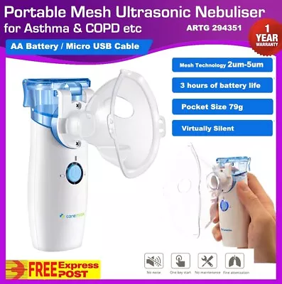 Caremax Portable Mesh Ultrasonic Handheld Asthma Battery & Micro USB Nebulise • $99