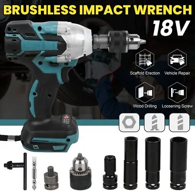 520Nm Cordless Impact Wrench 1/2  Driver Ratchet Nut Gun For Makita Brushless • £25