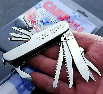 Camp Usa Knife Knives Made In China 1990's Multi Function Folding Pocket Sheath • $12.44