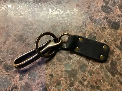 Distressed Black GENUINE LEATHER Key Chain CHRISTMAS Key Fob Key Ring Belt Strap • $4.90