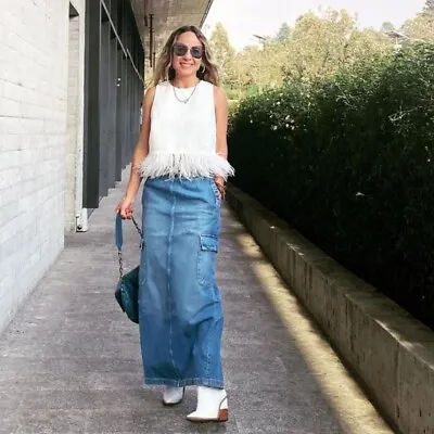 $45 • Buy Zara Nwt Length Maxi Style Cargo Pockets Skirt Bloggers Fave M
