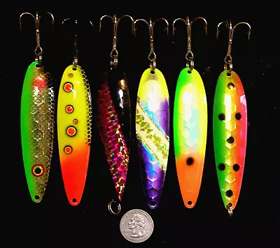 Gold Star Silver  Horde Salmon Trout Trolling Spoons Downrigger Fishing Lures • $20