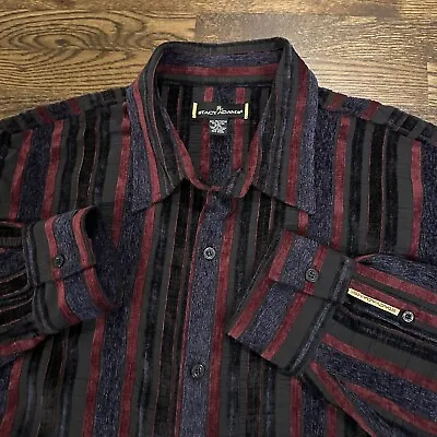 STACY ADAMS VELVET DESIGNER BUTTON UP SHIRT Mens Sise 2XL Multicolor 3D • $24.99