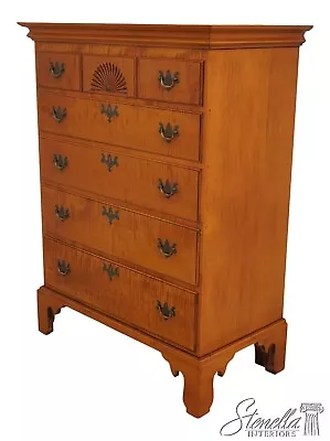 L63527EC: ELDRED WHEELER Tiger Maple Bench Made Chippendale Chest • $3095