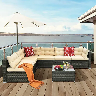 7 Pieces Outdoor Patio Furniture Sets Wicker Sectional Sofa Conversation Sets • $479.99