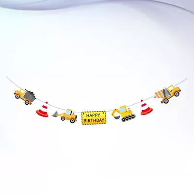  Construction Vehicle Birthday Decorations Banner For Paper Flag • £7.99