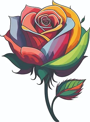 £4.99 • Buy Beautiful Colorful Rose Flower Vinyl Decal Sticker - Decor - A2313