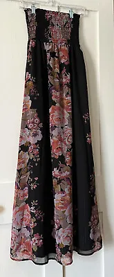 Miss Selfridge Black Bold Rose Gold Fleck Layered Strapless Maxi Dress UK8 • $12.43