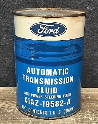 Vtg 1966 Ford ATF Automatic Trans Fluid 1 Quart Oil Can FULL Tin Dearborn MI • $40