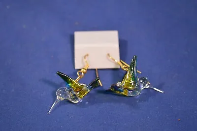 Vintage Glass Hummingbird EarringsDanglePierced EarsSpring JewelryNewK15 • $6.95