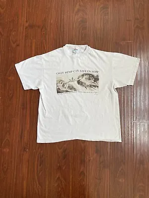 Vtg 90s Michelangelo The Creation Of Adam Parody T-Shirt XL Marijuana Weed Art • $49.99