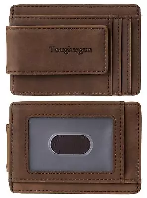 Toughergun Genuine Leather Magnetic Front Pocket Money Clip Wallet RFID Block... • $12.06