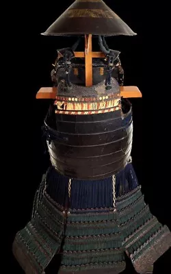 Antique Japanese Armor Yoroi Kabuto Jinkasa Wooden Iron Edo Helmet Samurai • $1699.99