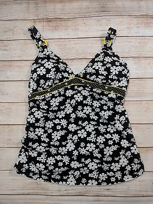 MOTHERHOOD MATERNITY Tankini Top Black White Floral BATHING SUIT SZ Small S • $12