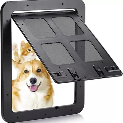 Pet Flap Door Dog Cat Magnetic Locking Sliding Screen Round Square Gate L • $37.99