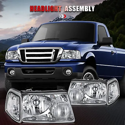 For 2001-2011 Ford Ranger Chrome Housing Clear Lens Headlights Assembly Pair • $64.99