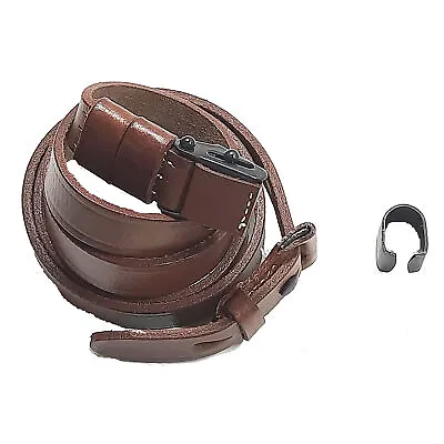 German Mauser K98 WWII Rifle Mid Brown Leather Sling W/Sight Hood MARKED I720 • $23.01