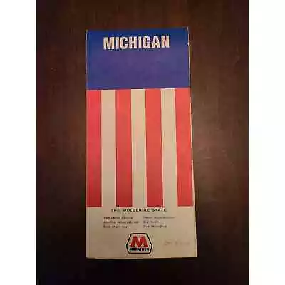 Michigan Road Map Courtesy Of Marathon 1972 Edition • $13.46